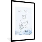 MuchoWow Poster met lijst - Mama - Baby - Borstvoeding - Posters - Zwarte fotolijst met witte passe-partout, 80x120 cm - Poster met zwarte fotolijst
