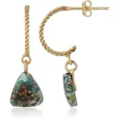 Cavill - Zilveren Oorbellen 925 Sterling Zilver - Geelgoud Verguld - 5,35 ct Venus Chalcedoon Triljant Cabochon - Elegante Dames Sieraden Bali Barong