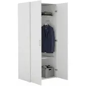 Dmora Alibabba - Kast 2 Deuren, 78x175h cm Wit, Kledinghanger
