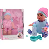 Johntoy babypop, 30 cm, met drink- en plasfunctie en grote ogen, speelgoed