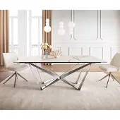 DELIFE Eetkamertafel Edge 200x100 keramiek Calacatta Luxe wit-goud-grijs spider vlak staal RVS