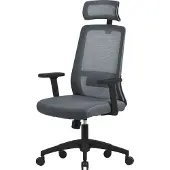 ML-Design Ergonomische bureaustoel grijs netweefsel met verstelbare armleuningen en hoofdsteun ML design