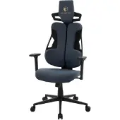 ML-Design Gaming stoel met armleuning, hoofdsteun en lendensteun blauw, gemaakt van stof