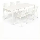 Zuiver Vondel Tuinset - Tuintafel en 6 Stoelen met armleuning - Wit