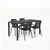 Zuiver Vondel Tuinset - Tuintafel en 4 Stoelen met armleuning - Zwart