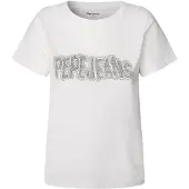 Pepe Jeans Dames Beri (M), Wit, Casual, Katoen, Korte mouwen PL5000052