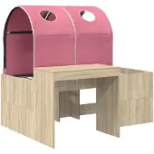 vidaXL Bed met Tunnel 3 st Sonoma eiken en roze Bewerkt hout