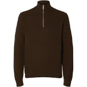 SELECTED MEN Halve Ritssluiting Sweater Heren Bruin XL