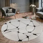 Muratap Vivant japandi blaze rond vloerkleed laagpolig zwart- 160 cm rond