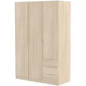 Dmora Astuzie - 3-deurs kledingkast, 121x52 cm eikenbruin, 3 lades