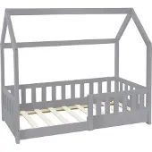 ML-Design Kinderbed Home | hout grijs 145x78x127 cm kinderbedden | NADUVI