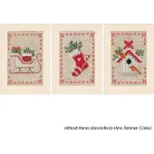Vervaco - Wenskaart kit - Kerst - Kerstmotiefjes set van 3 - PN-0178342 - Borduren - Borduurpakket - Borduurpakket volwassenen - Borduurpakket kind