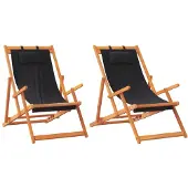 vidaXL Klapstoelen, 2 stuks, zwarte bekleding