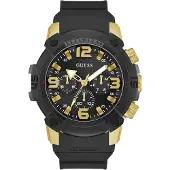 GUESS Analoog horloge 'LINEBACKER' goud / zwart