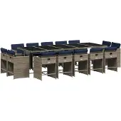 vidaXL 15-delige tuinset met kussens, grijs polyrotan