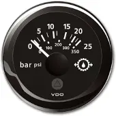 VDO 10-184 Ohm Oil Manometer 0-25bar Zilver 52 mm