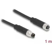 DeLOCK M8 4 pin Cable A-coded male to female PUR (TPU) 1 m