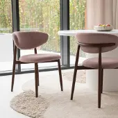 Giga Meubel Eetkamerstoel Alexia Oud Roze/Walnoot Faux Fur