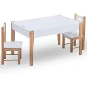 vidaXL 3-delige Kindertafel- en stoelenset krijtbord zwart en wit