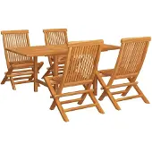 vidaXL 5-delige Tuinset massief teakhout