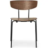 Ferm Living Herman Stoel walnut, zwart stalen onderstel