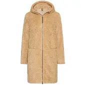 Camel active Lange jas van teddybont met capuchon en tweewegsritssluiting