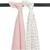 Meyco Baby Mini Panther swaddle - 2-pack - hydrofiel - soft pink - 120x120cm