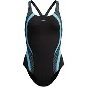 Speedo Quantum Rib Splice Swimsuit Zwart UK 40 Vrouw