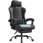 Songmics Ergonomische gamingstoel met vering en voetensteun, Zwart