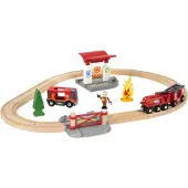 BRIO houten treinset bij de brandweer