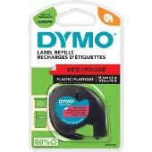 Dymo Labeltape LetraTag plastic 12mm zwart op rood - 2 stuks