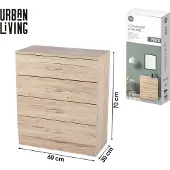 Urban Living "PRATIK" KAST MET 4 LADES 60X30XH70CM