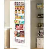 Vevor Pantrykastorganizer voor boven de deur, 8-laags hangende kruidenrekken van staal, verstelbare wandplanken, voor thuis, keuken en badkamer, wit