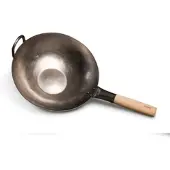 Pasoli Onze platte, originele wok, 36 cm, van koolstofstaal