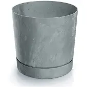 Prosperplast Grijze bloempot met betonlook, 12,8 x 12,8 cm, elegant plastic Tubo
