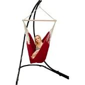 AMANKA xxl Hangstoel met frame Hangstoel voor 2 hangstoelen Hangstoel Bordeaux rood