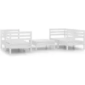 vidaXL 5-delige Loungeset massief grenenhout wit