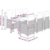 vidaXL 7-delige Bistroset met kussens poly rattan beige