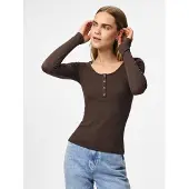 Pieces Shirt 'PCKitte' chocoladebruin