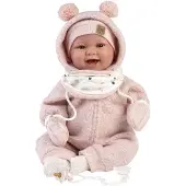 Llorens Tala, pop voor pasgeborenen, met fopspeen, 44 cm, roze. Kinderpop, roze, one size