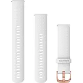 Garmin Quick Release Siliconen Horlogebandje - 20 mm Polsbandje - Wearablebandje - Wit met Rose Gouden Gesp