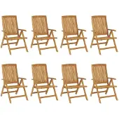 vidaXL Tuinstoelen 8 st verstelbaar met kussens massief teakhout