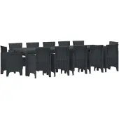 vidaXL Tuin Eettafel Set 13 st Antraciet Polyrattan