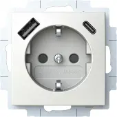 Busch-Jaeger Balance Wandcontactdoos USB-A en USB-C 1V + Randaarde KV Alpine Wit