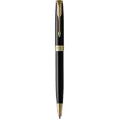 Parker Sonnet-balpen | Zwarte lak met gouden rand | Medium punt met zwarte inkt | Geschenkverpakking