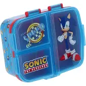 Stor Sonic the Hedgehog Kinderlunchbox – Broodtrommel met 4 vakken voor kinderen vanaf 4 jaar - Vaatwasserbestendig & BPA-vrij - Lichtblauw