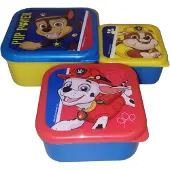 Licens PAW Patrol 3-in-1 Snackdoosjes - 3 formaten - Vierkant - Sluit goed af - Lunchboxen voor kinderen - Los deksel - Geschikt voor koekjes, fruit en snacks - Blauw/Geel