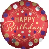 Anagram - Satijnrode aluminium happy birthday ballon