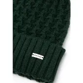 WITTCHEN Vrouwen Hoed - Fijn Weefpatroon - Donkergroene Viscose - Glanzende Pompom