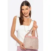 WITTCHEN Woman Woven Crossbody Bag met kettingen roze polypropyleen